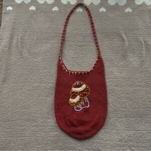 Mushroom Made in India Red Embroidered shoulder bag